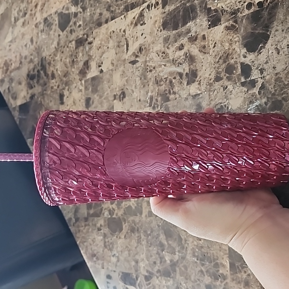 Raspberry Chain Textured Starbucks Tumbler with Straw - Picture 5 of 5